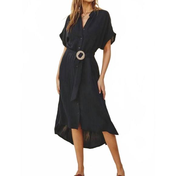 NEW DRESS FORUM breezy button down midi dress in indigo - Picture 1 of 2